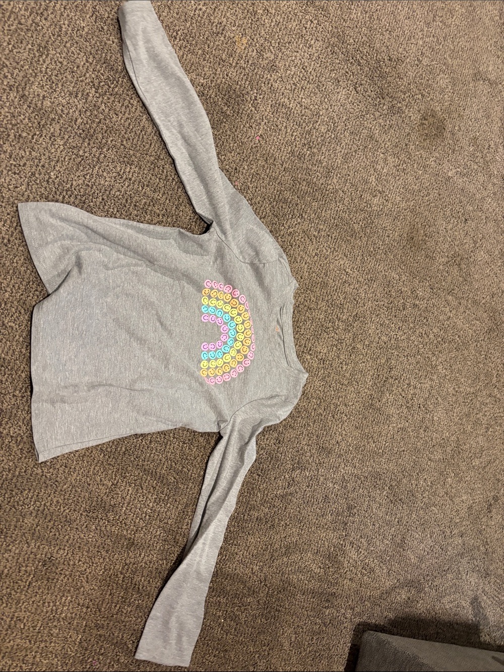 Cat & Jack Gray Long-Sleeve Tee with Pastel Rainbow Dots